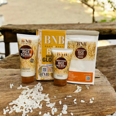 BNB Rice Extract Bright & Glow Kit....  Rice Face Wash + Rice Scrub + Rice Mask